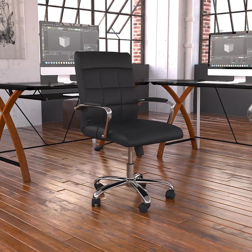 Office Chairs*Flash Furniture Vivian Vinyl Swivel Mid-Back Executive Office Chair, Black (GO2240BK)