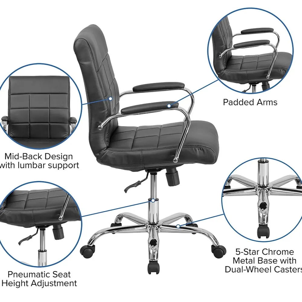 Office Chairs*Flash Furniture Vivian Vinyl Swivel Mid-Back Executive Office Chair, Black (GO2240BK)