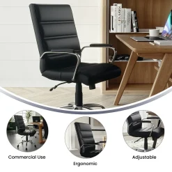 Office Chairs*Flash Furniture Whitney Ergonomic LeatherSoft Swivel Mid-Back Executive Office Chair, Black/Chrome (GO2286MBK)