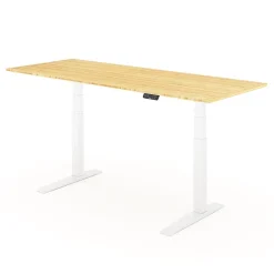 Standing Desks*FlexiSpot E7 Pro 78"W Electric Adjustable Standing Desk, (E7WPRO7830LBZB) Bamboo/White
