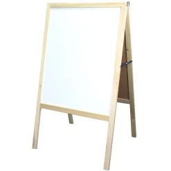 Dry Erase*Flipside Dry-Erase Marquee Easel, 42", White/Black/Natural Wood (31700)