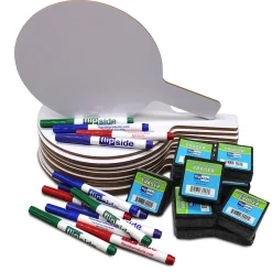 Dry Erase*Flipside Oval Dry-Erase Answer Paddles, Pens, and Erasers Class Pack, 36/Set (19232)