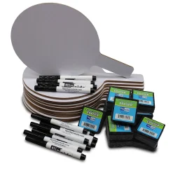 Dry Erase*Flipside Oval Dry-Erase Paddle, Eraser, and Pen Class Pack, 36/Set (11232)