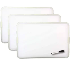 Dry Erase*Flipside Products 2-Sided Magnetic Plastic Dry-Erase Whiteboard, Aluminum Framed, 9" x 12", Pack of 3 (FLP18732-3)