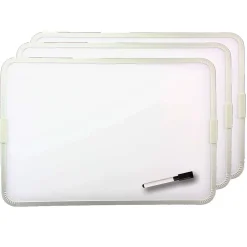 Dry Erase*Flipside Products 2-Sided Magnetic Plastic Dry-Erase Whiteboard, Aluminum Framed, 12" x 17.5", Pack of 3 (FLP18232-3)