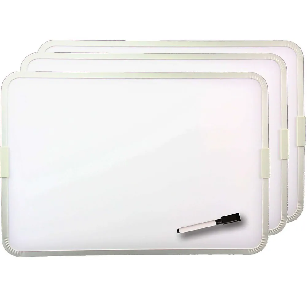 Dry Erase*Flipside Products 2-Sided Magnetic Plastic Dry-Erase Whiteboard, Aluminum Framed, 12" x 17.5", Pack of 3 (FLP18232-3)