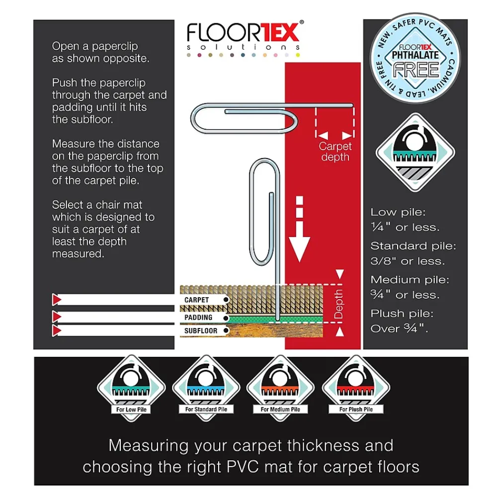 Chair Mats*Floortex Advantagemat Chair Mat, 48" x 60", Designed for Low-Pile Carpet, Black Vinyl (FR114860LEBV)