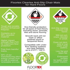 Chair Mats*Floortex Cleartex Evolutionmat Hard Floor Chair Mat with Anti-Slip Backing, 36