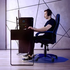 Chair Mats*Floortex 9Mat Hard Floor Gaming Chair Mat, 38" x 39", Blue Polycarbonate (FC121001009RBL)