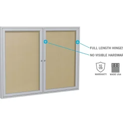 Bulletin*Ghent 3' H x 5' W Enclosed Vinyl Bulletin Board with Satin Frame, 2 Door, Silver (PA23660VX-193)