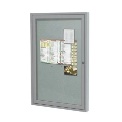 Bulletin*Ghent 24" H x 18" W Enclosed Vinyl Bulletin Board with Satin Frame, 1 Door (PA12418VX-193)