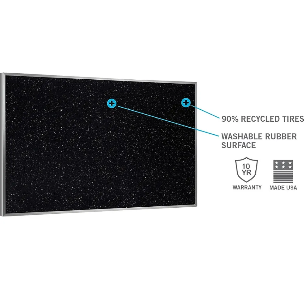 Bulletin*Ghent 4' H x 6' W Recycled Bulletin Board with Aluminum Frame, Black (ATR46-BK)