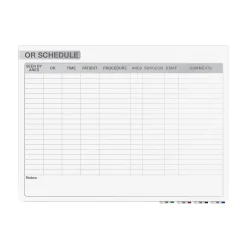 Dry Erase*Ghent Aria OR Schedule Magnetic Glass Dry-Erase Whiteboard, 3'H x 4'W (GRPARIASM13S-34)
