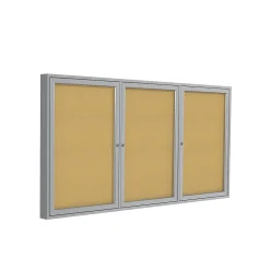 Bulletin*Ghent Cork Enclosed Bulletin Board, Satin Frame, 4'H x 8'W (PA34896K)