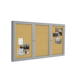 Bulletin*Ghent Cork Enclosed Bulletin Board, Satin Frame, 4'H x 8'W (PA34896K)