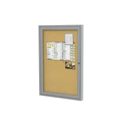 Bulletin*Ghent Cork Enclosed Bulletin Board, Aluminum Frame, 3'H x 2'W (PA13624K)