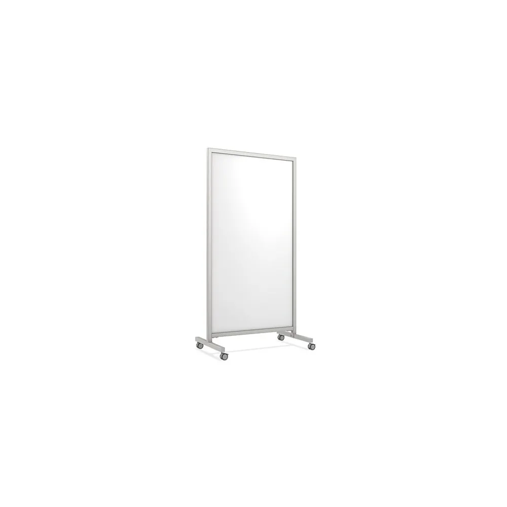 Dry Erase*Ghent EZ Magnetic Glass Mobile Dry-Erase Whiteboard, Aluminum Frame, 75"H x 38"W (EZ1MA7538WH)