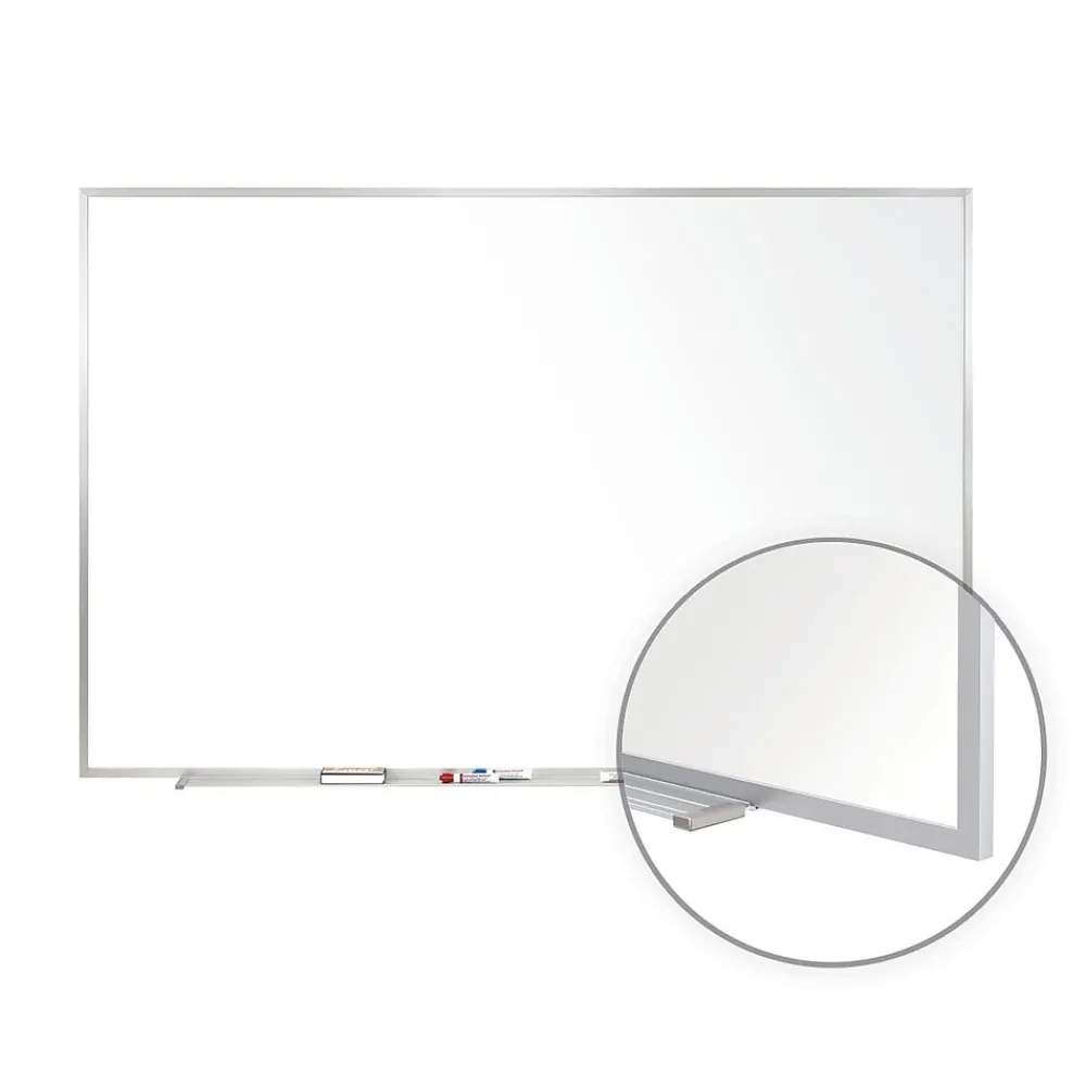 Dry Erase*Ghent Magnetic Porcelain Whiteboard, Aluminum Frame, 3' H x 4' W (M1-34-1)