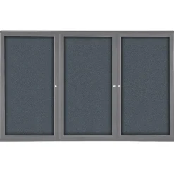 Bulletin*Ghent Ovation 4' H x 6' W Enclosed Fabric Bulletin Board with Gray Frame, 3 Door, Gray (OVG5-F91)