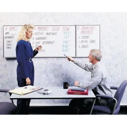 Dry Erase*Ghent VisuALL PC Whiteboard Cabinet with Fabric Bulletin Board Exterior Doors, Gray (41302)