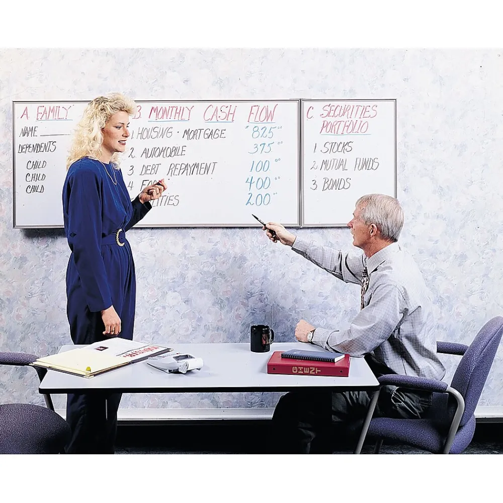 Dry Erase*Ghent VisuALL PC Whiteboard Cabinet with Fabric Bulletin Board Exterior Doors, Gray (41302)