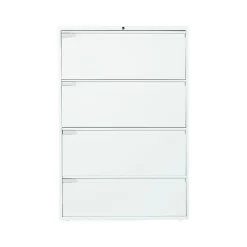 File Cabinets*Global 9300 Plus Series 4-Drawer Lateral File Cabinet, Locking, Letter/Legal, Designer White, 36" (TD9336P4F1HDWT)