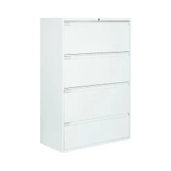 File Cabinets*Global 9300 Plus Series 4-Drawer Lateral File Cabinet, Locking, Letter/Legal, Designer White, 36" (TD9336P4F1HDWT)