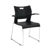 Folding & Stacking*Global Duet Polypropylene Office Stacking Chairs, Asphalt Night, 4/Carton (TD6620CHBLK)