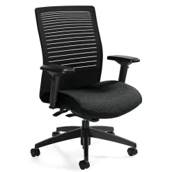Office Chairs*Global Loover Urban Fabric Mesh Medium Back Weight Sensing Synchro Tilter Chair, Black Coal