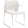 Folding & Stacking*Global Popcorn 6710 Plastic Stacking Chairs with Arms, Ivory Clouds, 4/Ct (TD6710-IVC)