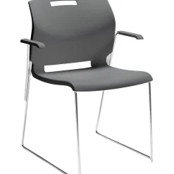 Folding & Stacking*Global Popcorn 6710 Polypropylene Stack Chair with Arms, Shadow, 4/Pack (TD6710-PLT)
