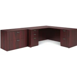 L-Desks*Global Superior BUNDLE14 Workstation, Mahogany