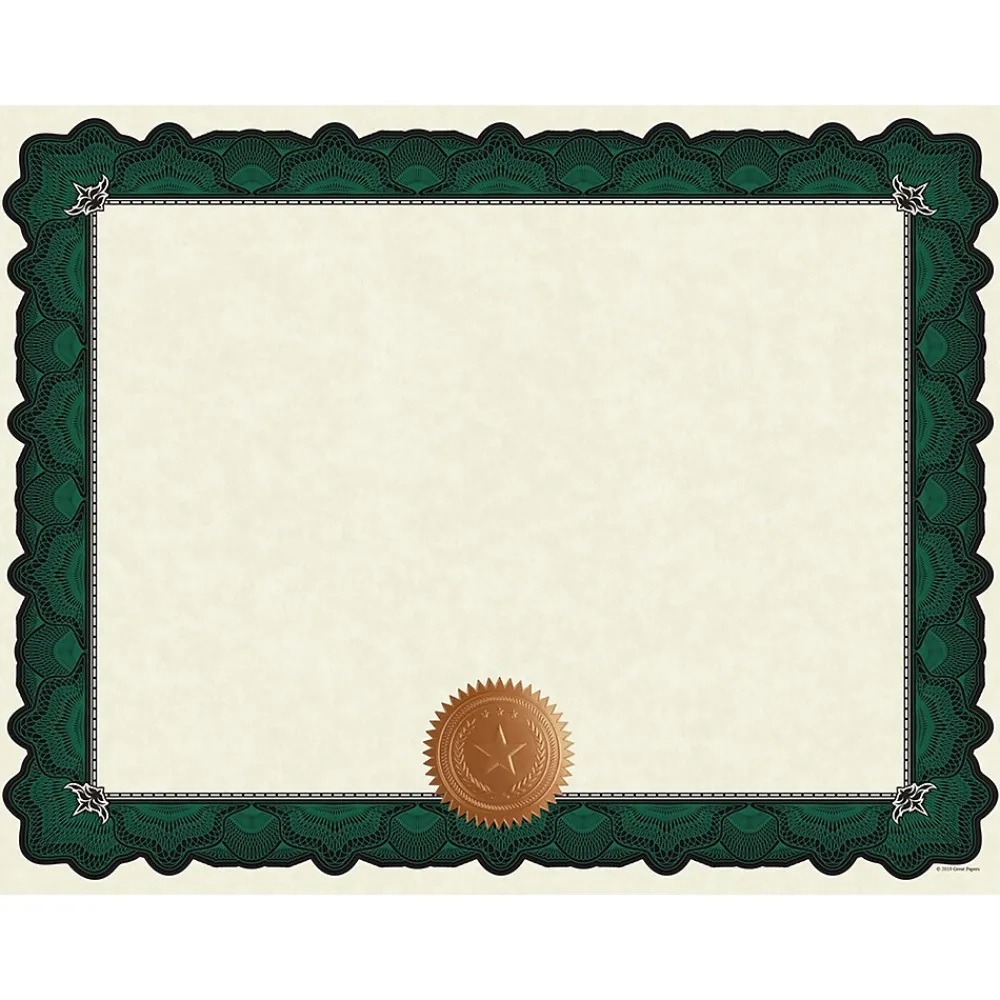 Awards & Certificates*Great Papers Cambridge Certificates, 8.5" x 11", Beige/Green, 10/Pack (2020006)