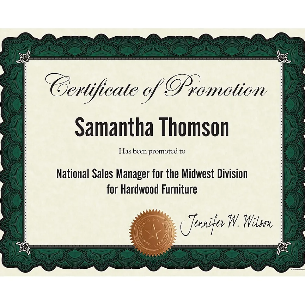 Awards & Certificates*Great Papers Cambridge Certificates, 8.5" x 11", Beige/Green, 10/Pack (2020006)