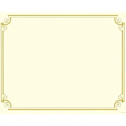 Awards & Certificates*Great Papers Golden Scroll Frame Foil Certificates, 8.5" x 11", Beige/Gold, 12/Pack (2011859)
