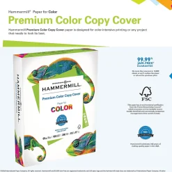 Card Stock*Hammermill ® Premium Color Copy Cover Paper, 60lb, 18" x 12", 100 Bright, White, 250/Ream