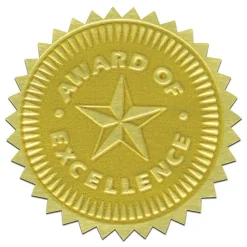 Awards & Certificates*Hayes Publishing Gold Foil Embossed, Award of Excellence, Certificate Seals, 54 Seals Per Pack, 3 Packs (H-VA373-3)