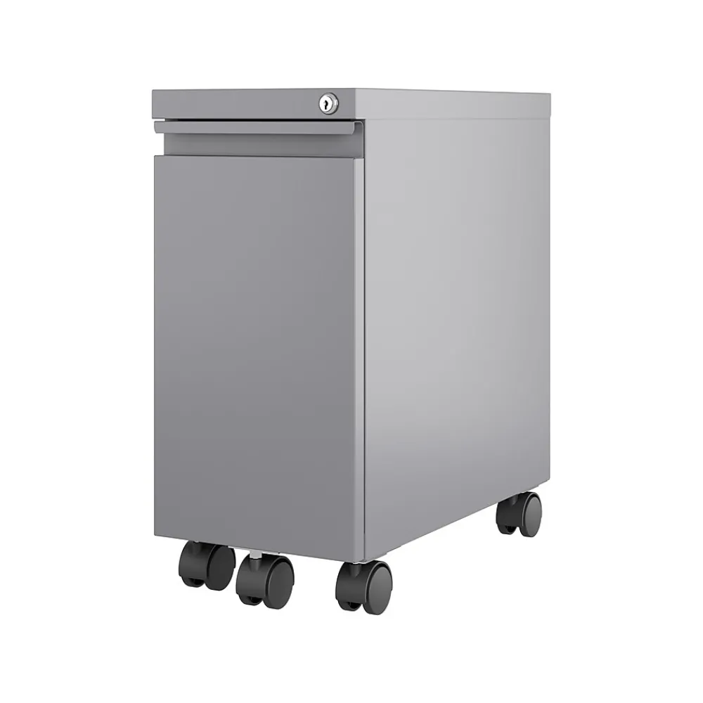 File Cabinets*Hirsh 2-Drawer Mobile Vertical File Cabinet, Letter/Legal Size, Lockable, 21.75"H x 10"W x 19.88"D, Arctic Silver (24045)