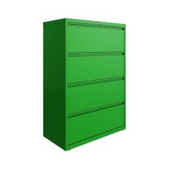 File Cabinets*Hirsh HL10000 Series 4-Drawer Lateral File Cabinet, Locking, Letter/Legal, Screaming Green, 36" (24256)