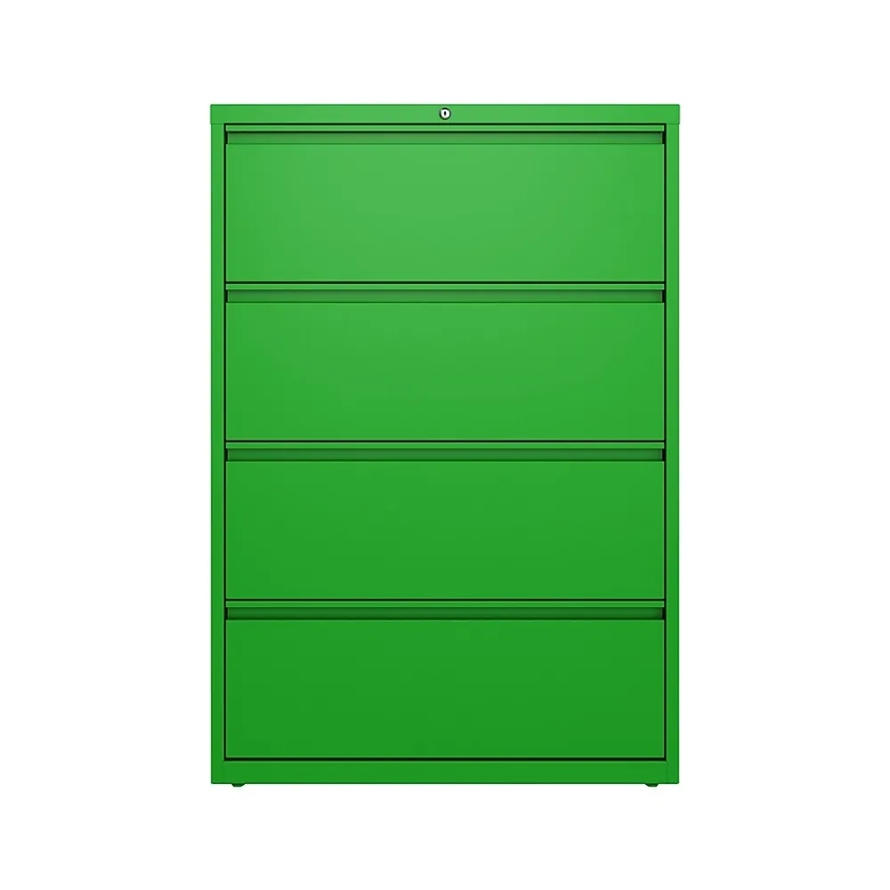 File Cabinets*Hirsh HL10000 Series 4-Drawer Lateral File Cabinet, Locking, Letter/Legal, Screaming Green, 36" (24256)