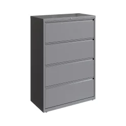 File Cabinets*Hirsh HL10000 Series 4-Drawer Lateral File Cabinet, Locking, Letter/Legal, Arctic Silver, 36" (23746)