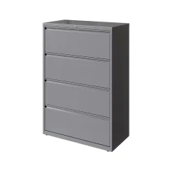 File Cabinets*Hirsh HL10000 Series 4-Drawer Lateral File Cabinet, Locking, Letter/Legal, Arctic Silver, 36