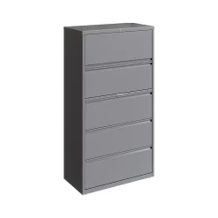 File Cabinets*Hirsh HL10000 Series 5-Drawer Lateral File Cabinet, Locking, Letter/Legal, Arctic Silver, 36" (23747)