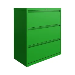 File Cabinets*Hirsh HL10000 Series 3-Drawer Lateral File Cabinet, Locking, Letter/Legal, Screaming Green, 36" (24253)
