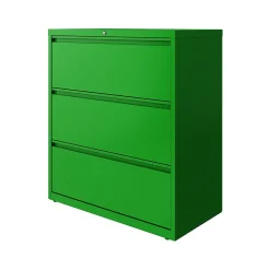 File Cabinets*Hirsh HL10000 Series 3-Drawer Lateral File Cabinet, Locking, Letter/Legal, Screaming Green, 36