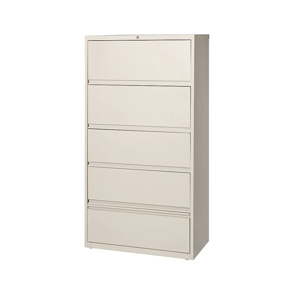 File Cabinets*Hirsh HL10000 Series 5-Drawer Lateral File Cabinet, Locking, Letter/Legal, Putty, 36" (17901)