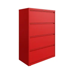 File Cabinets*Hirsh HL10000 Series 4-Drawer Lateral File Cabinet, Locking, Letter/Legal, Lava Red, 36" (24255)