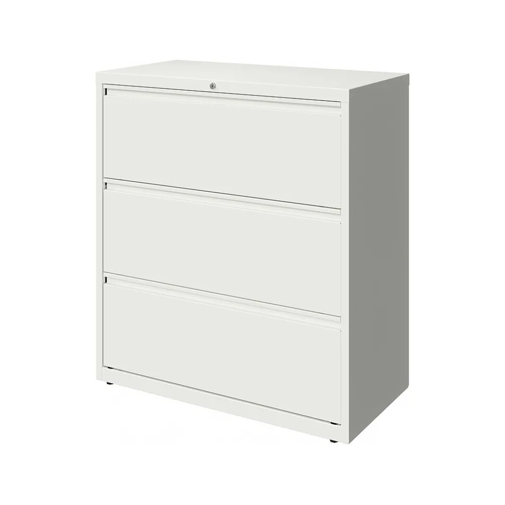 File Cabinets*Hirsh HL10000 Series 3-Drawer Lateral File Cabinet, Locking, Letter/Legal, White, 36" (23701)