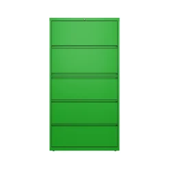 File Cabinets*Hirsh HL10000 Series 5-Drawer Lateral File Cabinet, Locking, Letter/Legal, Screaming Green, 36" (24259)