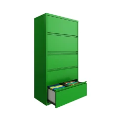 File Cabinets*Hirsh HL10000 Series 5-Drawer Lateral File Cabinet, Locking, Letter/Legal, Screaming Green, 36